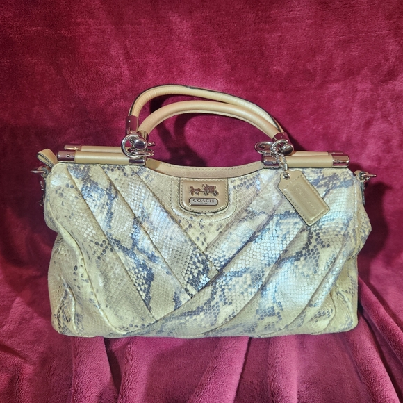 Coach Genuine Leather Python Madison Exotic Carrie Handbag F1293-21316 - Picture 1 of 8